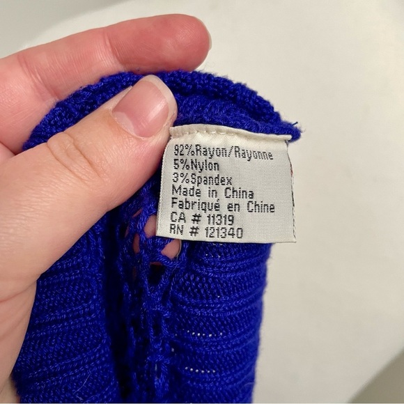 Vintage Y2K Dynamite Crochet Sheer T Shirt Cobolt Blue Size Extra Small - Picture 4 of 5